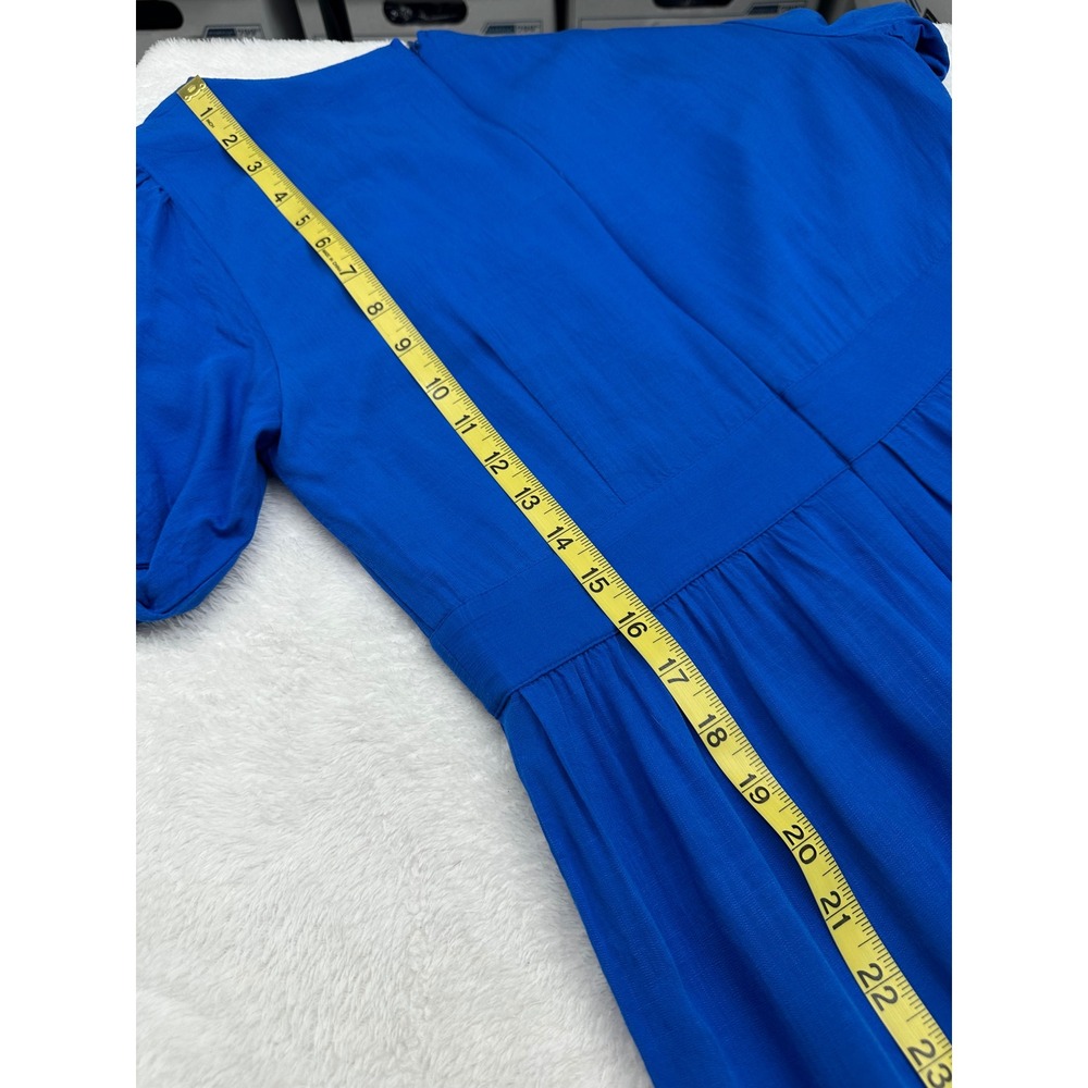 Ann Taylor Factory Royal Blue Tiered V-Neck Puff Sleeve Midi Dress Womens 6 - Picture 9 of 10